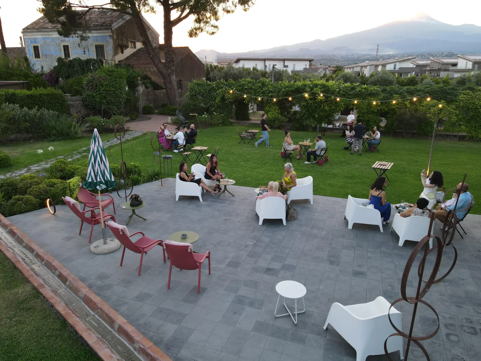 The garden and the walled urban vineyard behind the tasting rooms